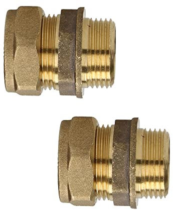 UKDD® Paire de coupleurs en fer mâle en laiton BSP de compression 22 mm x adaptateurs droits 22 mm