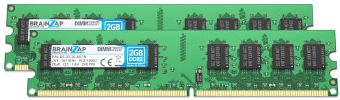 BRAINZAP 4GB (2x2GB) DDR2 667MHz PC2-5300U-555 DIMM CL5 2Rx8 1.8V Unbuffered Non-ECC Memoria RAM para PC de sobremesa Módulo de Memoria Memory