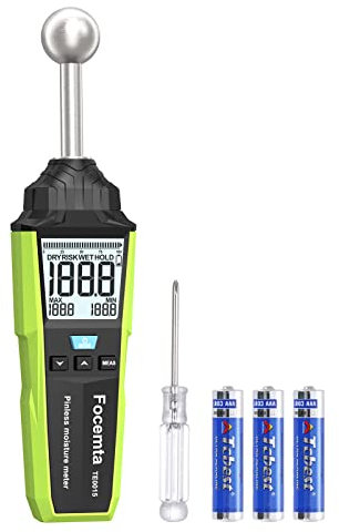 Feuchtemessgerät Focemta 20-40mm Analysetiefe,Feuchtigkeitsmessgerät zerstörungsfreies Messen mit LCD-Display Aufbewahrungstasche für Mauerwerk, wände,Holz, Gips, Putz