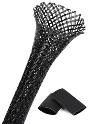 25ft - 1/2 Inch Cable Management Sleeve Protector,Wire Loom PET Expandable Wire Sleeving for Office TV Computer Home Theater Engine Bay Cord Organizer,Protect Cables from Pet Cat Dog Chewing,Black