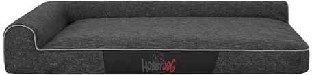 Bjird Hundebett - Hundekorb für kleine mittelgroße & große Hunde - Hundekissen - Hundesofa - Bezug abnehmbar und waschbar - Best - Größe: 100 x 66 x 18 cm [Größe: M] - Schwarz Kunstleinen
