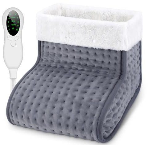 Biutee Fußwärmer Elektrisch, 10 Temperaturstufen | 3 Timer, Kuschelige Wärme für Kalte Füße, Fusswärmer Schnelle Erwärmun 30-60℃, Fußheizung für Weihnachten, Maschinenwaschbar, bis Schuhgröße 46, Grau