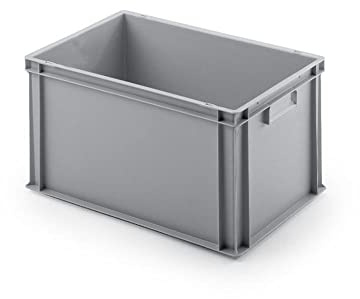 PROREGAL Bac Euro avec poignée fermée | HxLxP 32x40x60cm | 56 litres | Gris | Eurobox, boîte industrielle, boîtes de rangement, empilables, conteneur de stockage, bacs de rangement