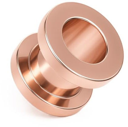 Flesh-tunnel 4 mm – 25 mm kirurgiskt stål 316 L rostfritt stål tunnel piercing öronplugg dubbel utsvängd skruvgänga strassten zirkonia kristall, 6mm, Kirurgiskt stål 316L, rostfritt stål