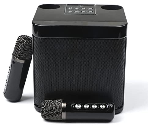 Auveach Karaoke-Lautsprecher mit 2 Karaoke-Mikrofonen, komplett kabellos, tragbar, kabellos, für Partys, Aktivitäten, Camping, unterstützt AUX USB/TF-Karte