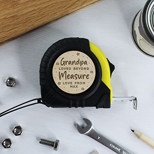 eBuyGB Personalised Yellow Tape Measure for Dad Loved Beyond Measure Engraved DIY Tools Grandad Father's Day 5 Metres