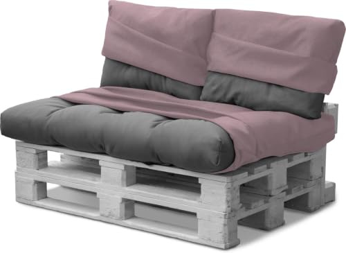 normani Bezüge für Palettenkissen - Ersatzbezüge Palettenkissenbezüge - Auflage - Gartenmöbel für In- und Outdoor Rosa 3-Teilig Wasserdicht 80 cm × 120 cm + 42 cm × 60 cm