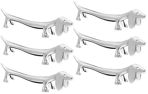 BESTonZON Repose-Baguettes en Alliage de Zinc Forme Chien Argenté 6 Pièces, Facile à Nettoyer et Ranger, Accessoire Décoratif pour Table à Manger Cuisine