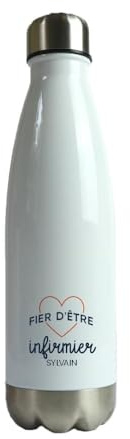 CADEAUX.COM - Gourde Personnalisable - Fier d'être Infirmier - Gourde Isotherme Personnalisée - 500ml - Bouteille Thermos avec Message - Idée Cadeau Original- Cadeau Homme - Cadeau Femme
