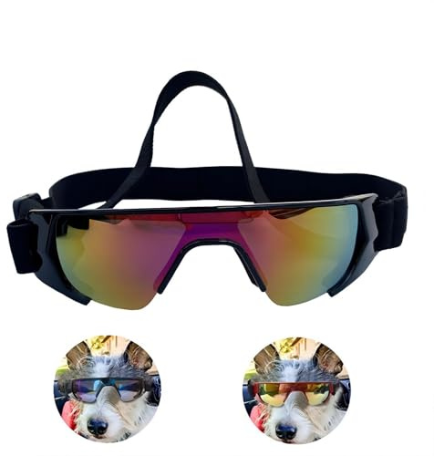 KAYNO Hundsolglasögon, hundsolglasögon små raser UV-skydd, PC vindtäta och dammtäta hundglasögon, coola solglasögon för teddy, katter och mer.