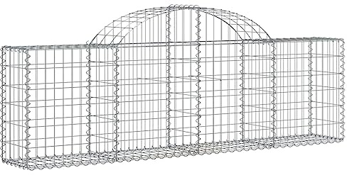 vidaXL Gabione mit Hochbogen 18 STK., Steinkorb Drahtkorb Dekorativ, Gabionenkörbe Verstärkte Gabionenhaken, Gabionenwand Gabionen Zaun Garten, Verzinktes Eisen