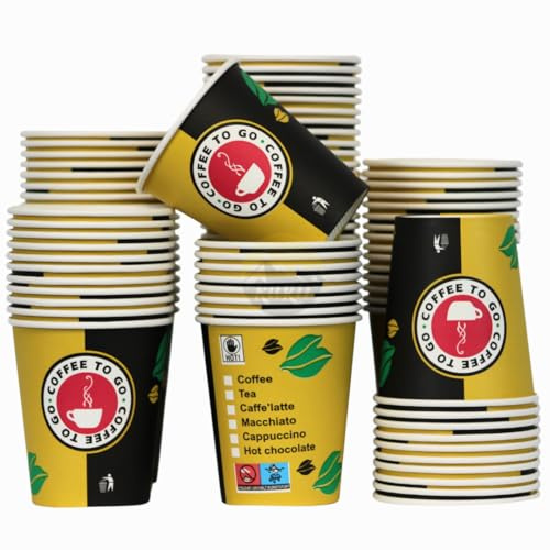 KURTT Pappbecher 8 oz 200 ml, 1.000 Stück, Coffee-to-go Einwegbecher