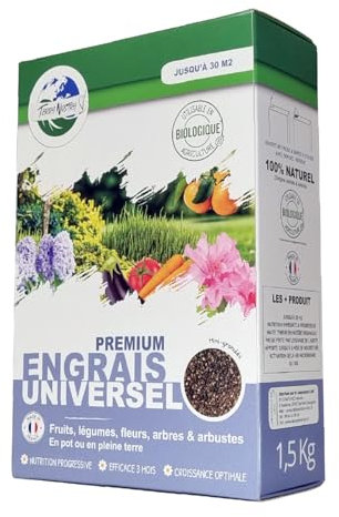 TERRA NOSTRA - Engrais Premium Universel - Boite de 1,5 Kg Mini Granulés - 100% Naturel - Produits Ecologiques - Utilisable en Agriculture Biologique - Fabriqué en France