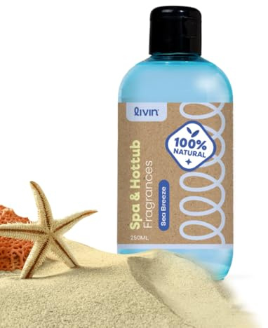 LIVIN' Profumo Whirlpool – Profumo per vasca idromassaggio 1 X 250 ML Seabreeze - Spa Aroma Olio Essenziale ed Erbe Aromaterapia per Vasche idromassaggio, Spa, Bagni di Massaggio e Vasche