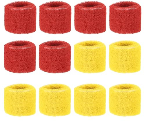 PATIKIL Bracelets de Sport 8x5Cm, Lot de 24 Bandeaux en Éponge de Coton Absorbants pour Le Tennis, Le Basketball, l'Entraînement Athlète, la Course à Pied, Jaune Rouge