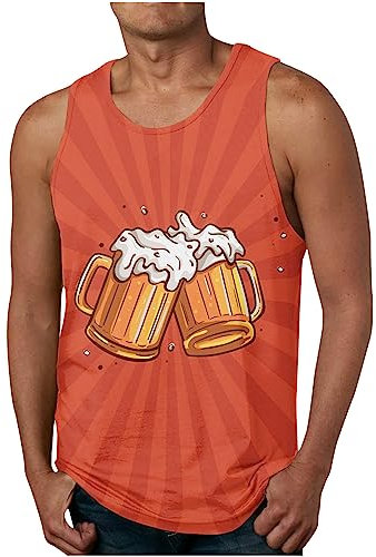 Oktoberfest Herren Tank Top, Weste Oktoberfest Bedruckte, Weste Casual Sports ärmelloses T-Shirt, Weste Top Rundhalsweste, Leichte und Bequeme Oberteil, Oktoberfest Herren Outfit