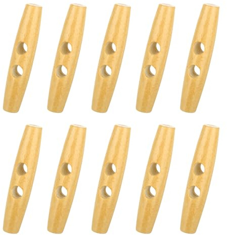 sourcing map Knebelknöpfe aus Holz, 80 mm, 2 Löcher, Olivenform, für Heimwerker, Mantel, Kleidung, Accessoires, Kleidung, Dekoration, Holzfarbe, 10 Stück