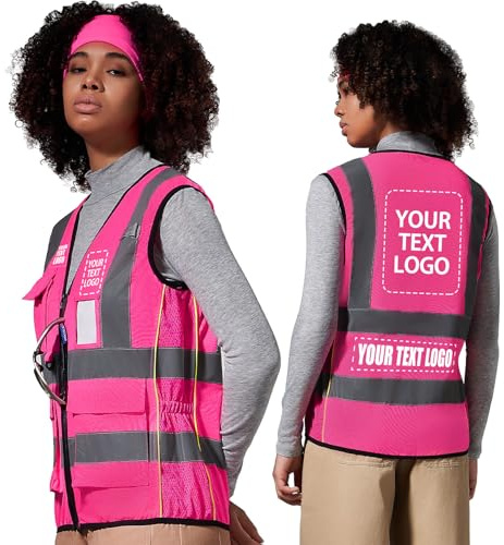 AYKRM Warnweste Damen mit Personalisierung, Mehreren Taschen & Reflektoren