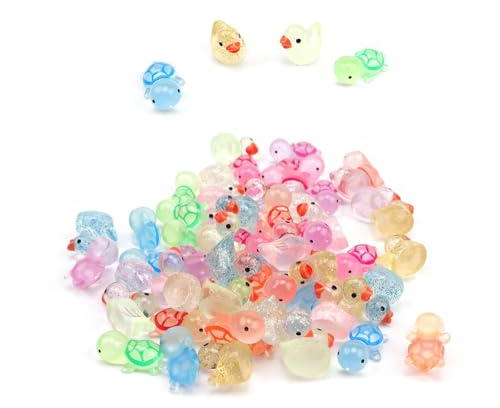 AMONENZ Mini Tiere, 30 Stück Turtles Figuren, 30 Stück Mini Ducks, Harz Enten, für DIY, Dekoration von Miniaturlandschaften, Innendekoration