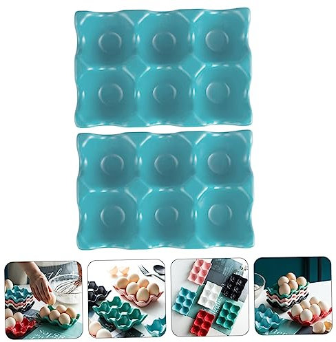 PHENOFICE 2piezas Huevera De Cerámica Rejillas Para Guardar Huevos Bandeja Para Huevos Para Refrigerador Práctica Prueba De Golpes