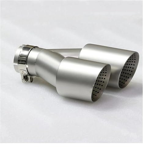 UTONGMU Universal Matte Edelstahl Doppel Auspuffrohre Endrohr Dekoration Rahmen Abdeckung Borte Auspuff Dual Auspuff Tipps Auto Auto Auspuff Endrohr(Left 63-89mm)