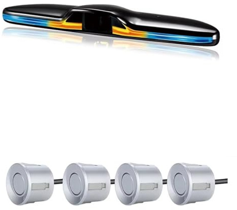 Sensor Estacionamiento Kit Sensor Estacionamiento Con Radar De Pantalla LED Retroiluminado Parktronic Asistente Detección Monitor Marcha Atrás Sensor Radar 4/6/8 Sensores Aparcamiento Coche(Silver sen