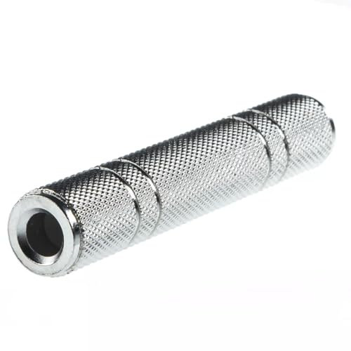 TECHZOCO Adaptador Audio Estéreo Empalme 6.35 Hembra, Acoplador Audio, Extensor Cable Auriculares, Jack 6,35mm Female a Jack de 6,35mm Female, Metálico, 6.35 mm to 6.35 mm Adapter