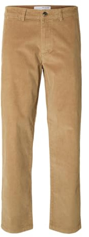 SELECTED FEMME Cord Pant Slh196-Straight Miles Pantalon en Velours côtelé W Noos, Beige, 33W / 34L Hommes