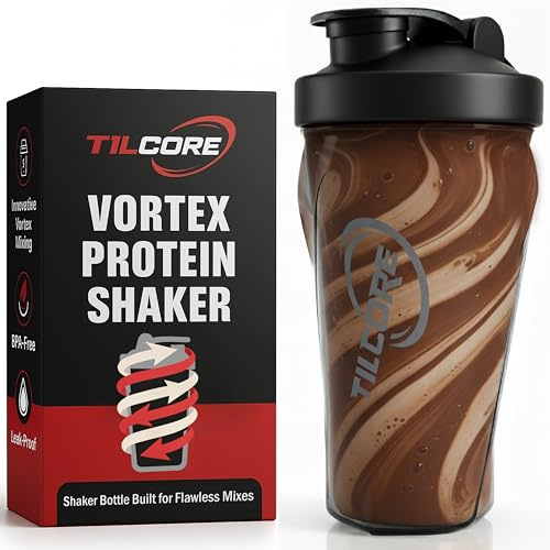 Tilcore Vortex Shaker Proteinas Botella 24 oz/700 ml - Vaso Premium sin BPA Mezclador de Proteinas, Protein Shaker Bottle Duradero, Vaso Batidor a Prueba de Fugas, Botella Batidora para Gimnasio
