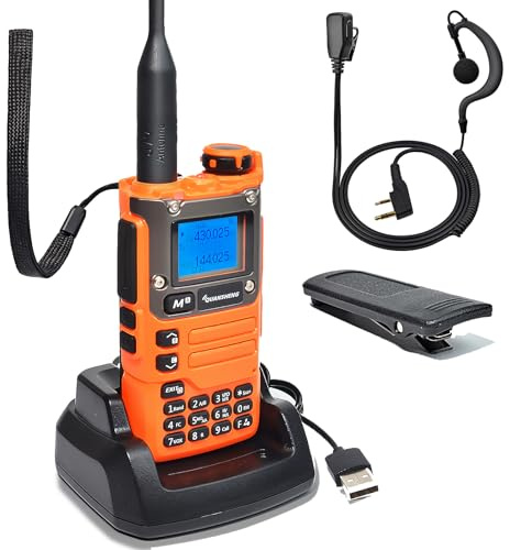 Quansheng UV-K5 (8) VHF UHF tragbare Walkie Talkie FM NOAA UV-K6 Funkgerät für Outdoor-/Lager und Logistik/Navigation/industrielle Produktion (Orange, mit G-förmigen Ohrhörern)