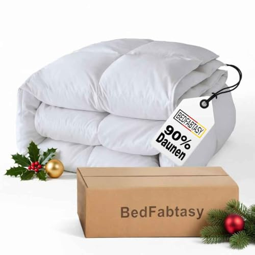 BedFabtasy Daunendecke 155x220cm, 90% Daunen und 10% Federn, Klasse 1, Oeko-Tex zertifizierte Bettdecke 155x220, Allergiker, RDS Zertifiziert Daunenbettdecke, Duvet, Ganzjahresdecke