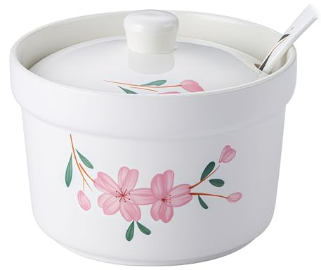 Sucrier avec couvercle et cuillère, porte-sucre de style japonais pour bar à café, sucrier en céramique