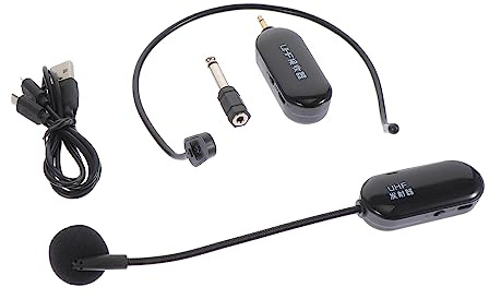 BAZEITFLOW Micrófono 1 Juego de Diadema 720-820mhz UHF Inalámbrico | Negro Abs, Batería Integrada y Conexión Inalámbrica, 6-8 Horas de Uso, 50 Metros de Alcance