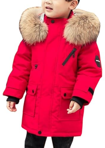 Kids Boys Down Thick Coat, Toddler Boy Hooded Jackets Winter Parka Outwear with Big Hood Teenage Snowsuit Warm Thick Clothes