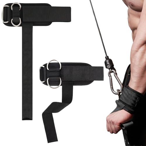 KINDLUME 2 Pièces Sangle De Tirage Musculation, Sangle Musculation Poignet, Bande Poignet Musculation, Double Anneau d, Prise Antidérapante Avec Coussinet, pour Tractions, Entraînement Force