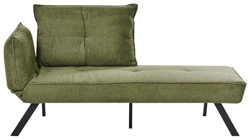 Beliani Linksseitige Chaiselounge ROCAMADOUR Stoff Grün