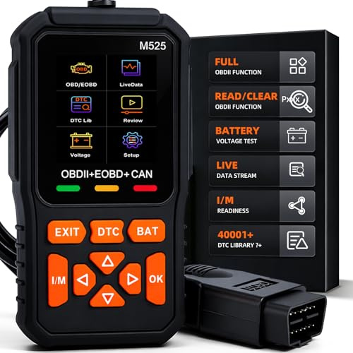 OBD2/EOBD Diagnosis Coche en Español Herramienta Diagnóstico OBDII Scanner Lector de Códigos de Error Motor y Transmisión con Test de Batería y Emisiones I/M Readiness, 40001 Código Base de Datos