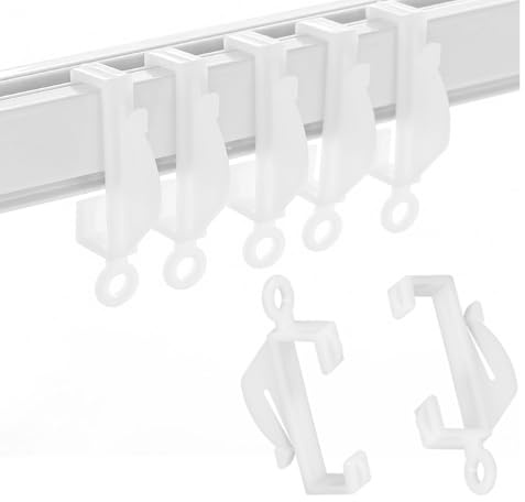 50 Pieces Plastic glider Curtain Hooks track hooks for curtains (33mm internal diameter)