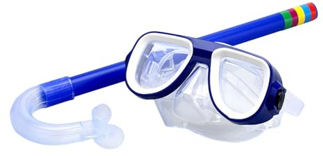 Kids Snorkel Set Wide View Diving Goggles for Water Sports Diving Boys Girls Blue, 35x15x6cm