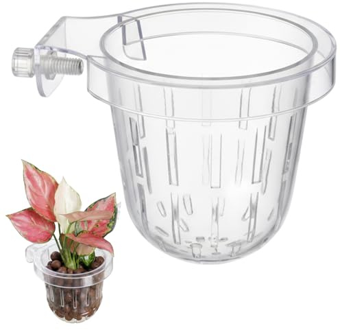 Ginwrek Cestino per piante per acquario, supporto decorativo da appendere, con fori per una crescita sana, fioriera per acquari per piante acquatiche
