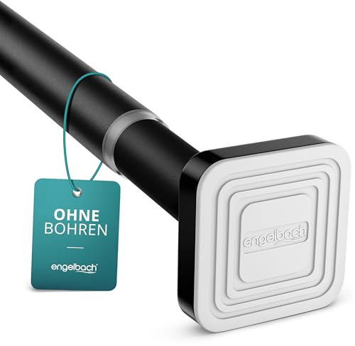 Engelbach® Gardinenstange ohne Bohren - Massiver Karbonstahl (Ø 25mm) für stabilen Halt - Individuell anpassbare Teleskopstange, Klemmstange für Gardinen, Schwarz, 70-120cm