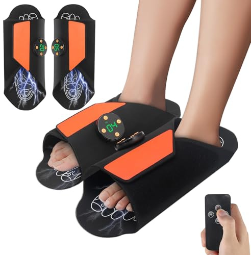 EMS Fußmassagegerät Tragbar Aufladbar mit Fernbedienung 8 Modi 19 Stufen Massage Schuhe für Durchblutung Entspannung Beine Füße Set 2 Stück