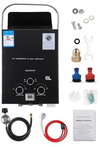 Walmeck Chauffe-eau Portable sans Réservoir 40946 BTU alimenté par Batterie avec Affichage Numérique, capacité de 6 L pour le Camping, les Voyages (Prise UE)