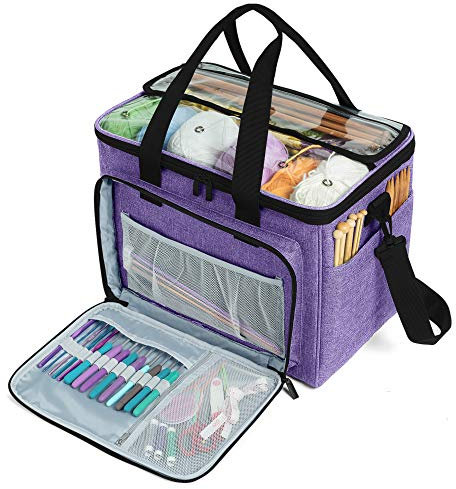 Teamoy Wollaufbewahrungstasche, geeignet für Stricken, Häkeln, Wolle und Zubehörtaschen (Zubehör Nicht im Lieferumfang enthalten), Lila