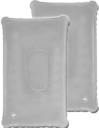 HomeTools.eu® Faltbare Sitz- und Kopf-Kissen, Reise-Kissen, aufblasbar, hell-grau, 2er Set