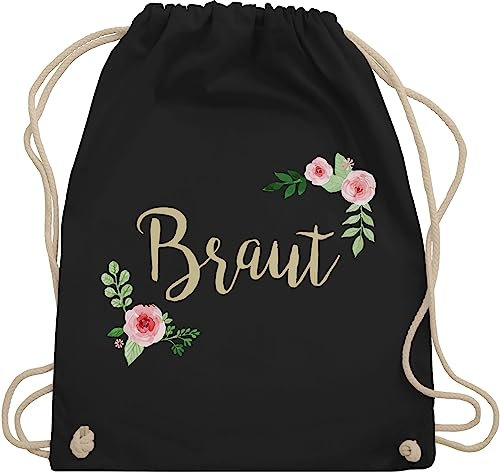 Shirtracer Turnbeutel Rucksack - JGA Junggesellenabschied Frauen - Braut Blumen - Unisize - Schwarz - utensilien junggesellinnenabschied brauttaschen bachelorette party juterucksäcke