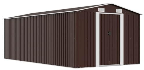 vidaXL Casetta da Giardino 257x489x181 cm in Metallo Marrone