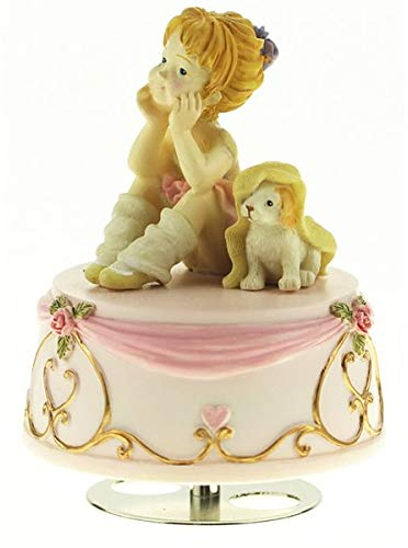Lutèce Créations Animierte Spieluhr/Spieldose/Musikbox aus Polystone mit Ballerina und Hund - Schwanensee (P. I. Tschaikowski)