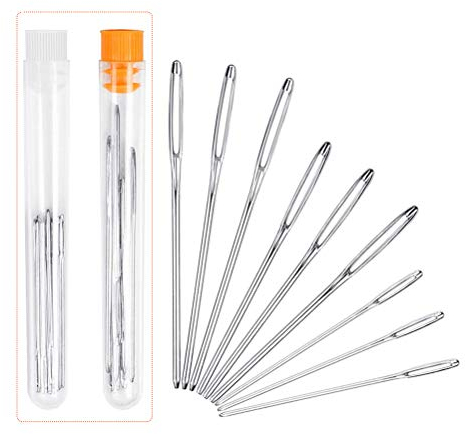 Stumpfe Nadel mit Großem Loch,29 Stück Groß Auge Nadel Perlen Nadeln Augennadeln mit Stahlspitzen Sticknadeln Handnadeln für Stricken Nähen Handwerk,3 Größen 7cm 6cm 5,2cm