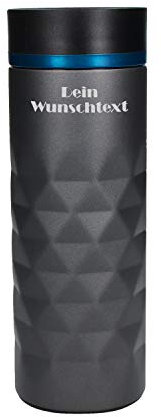 Uakeii Termo personalizado de acero inoxidable 450 ml Diamond 100 % antigoteo – para diseñar uno mismo – Taza de café para llevar con nombre – Taza de viaje con grabado personalizado